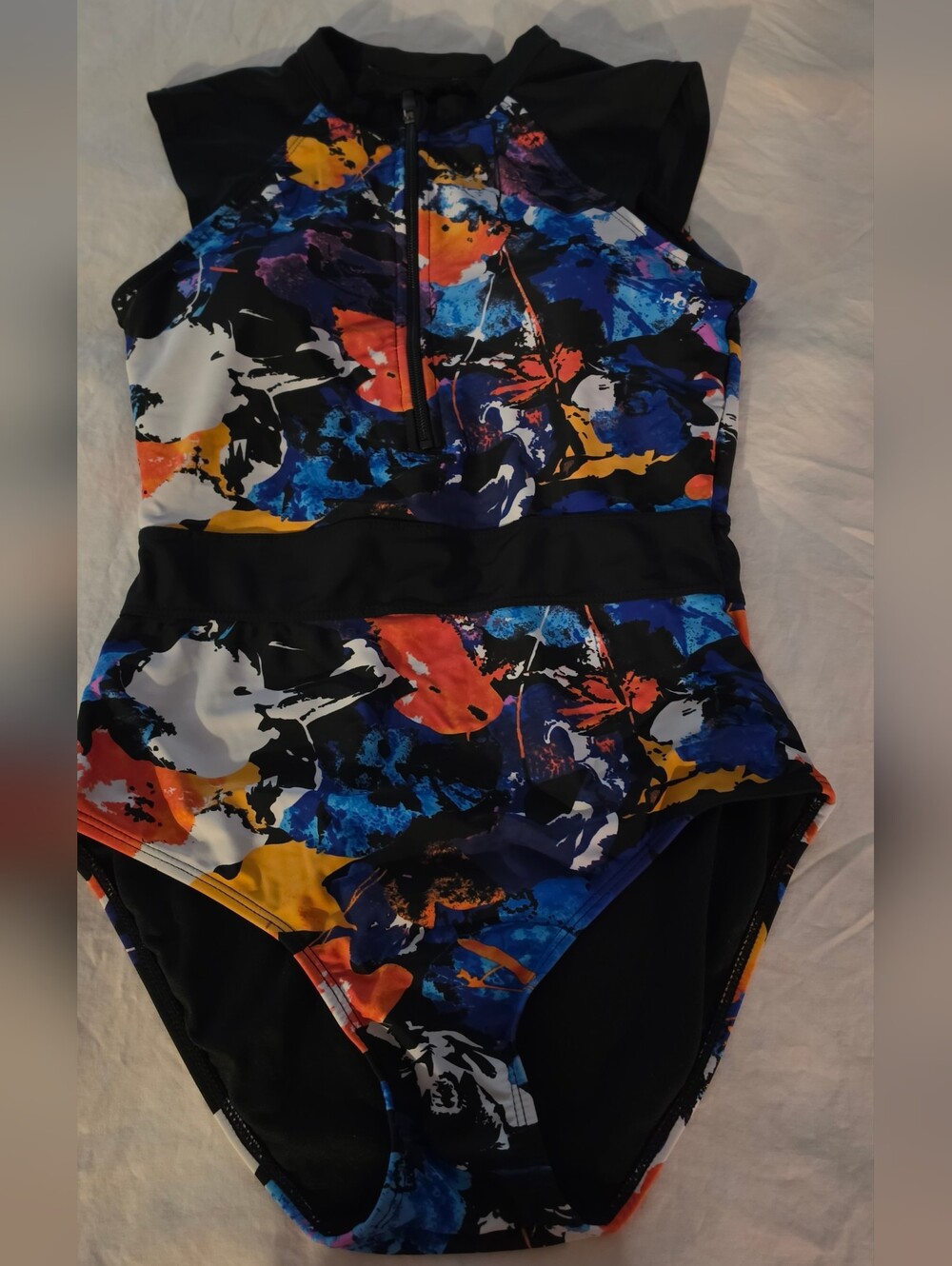 Multicolor One-Piece Rash Guard Swimsuit - Picture 3 of 4